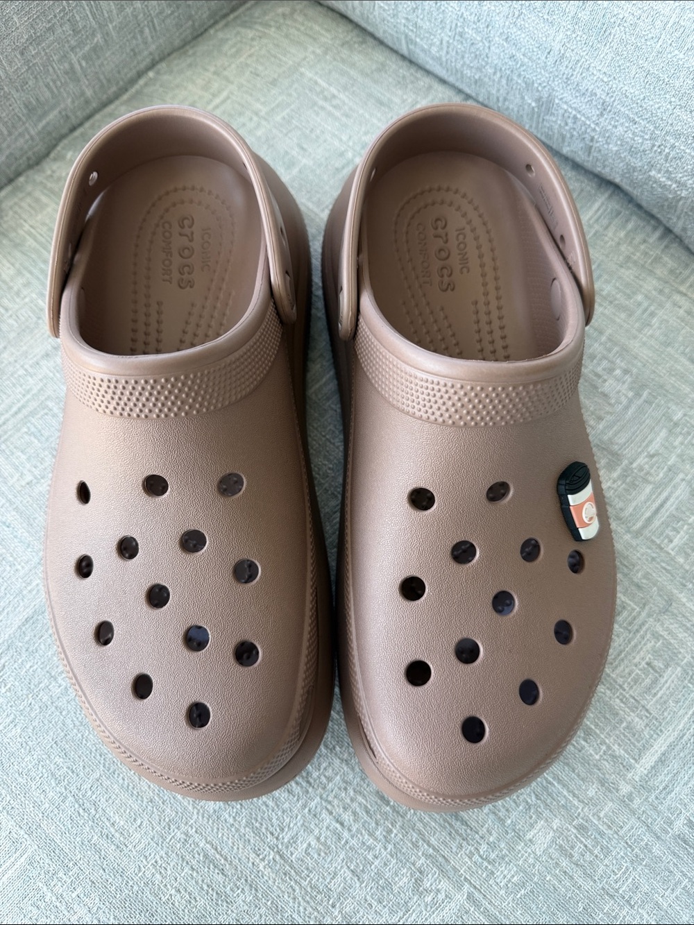Crocs Classic Crush Slide in Latte Women's Size 10 Men's Size 8 Chunky Platform - Picture 2 of 13
